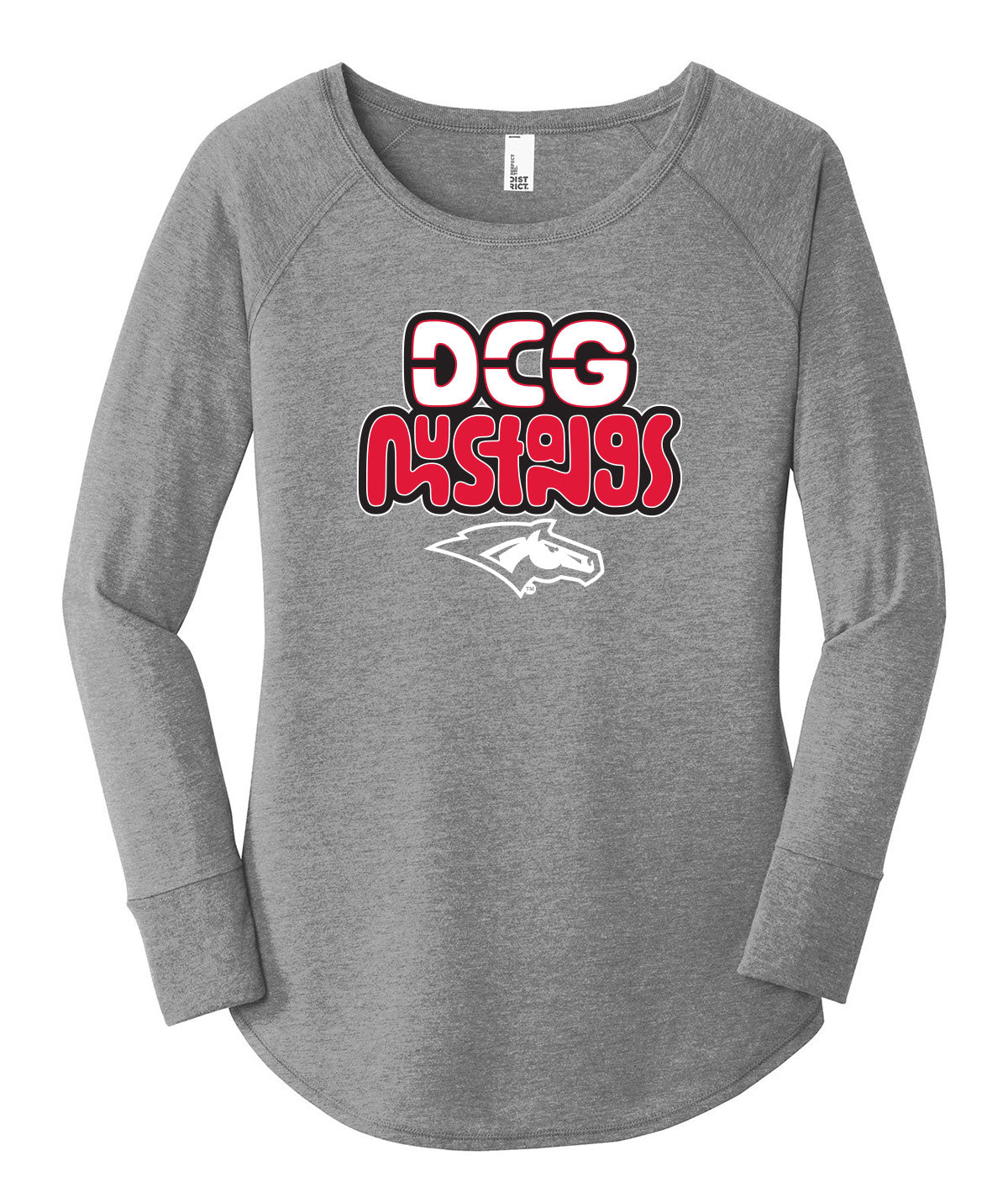 Mustangs Graffiti Womens Triblend Long Sleeve Tunic Tee