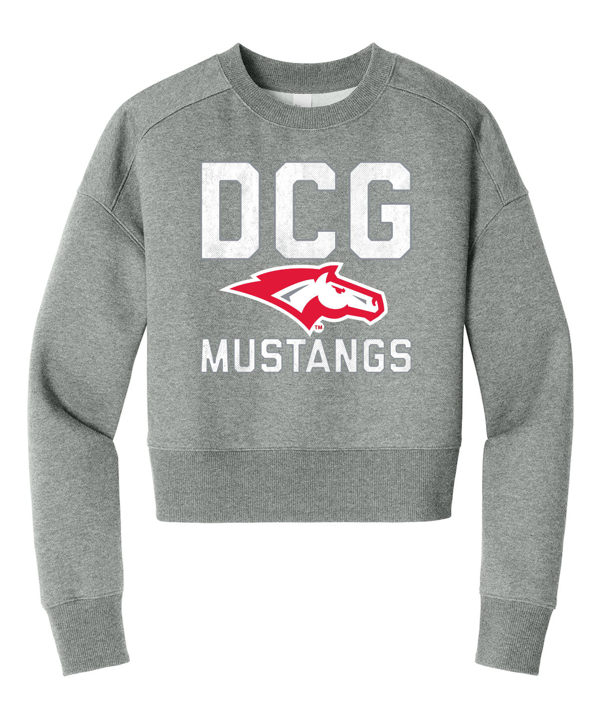 DCG Mustangs Vintage Womens Fleece Crop Crew