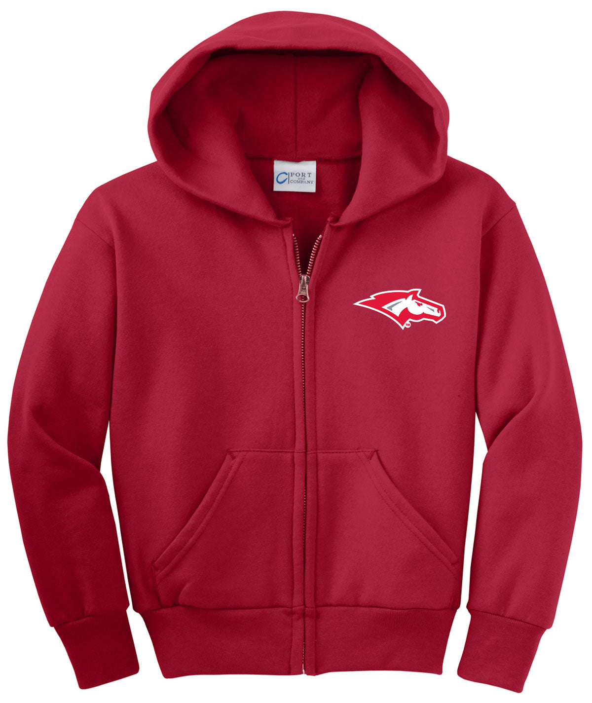 DCG Mustangs Youth Fleece Full-Zip Hooded Sweatshirt