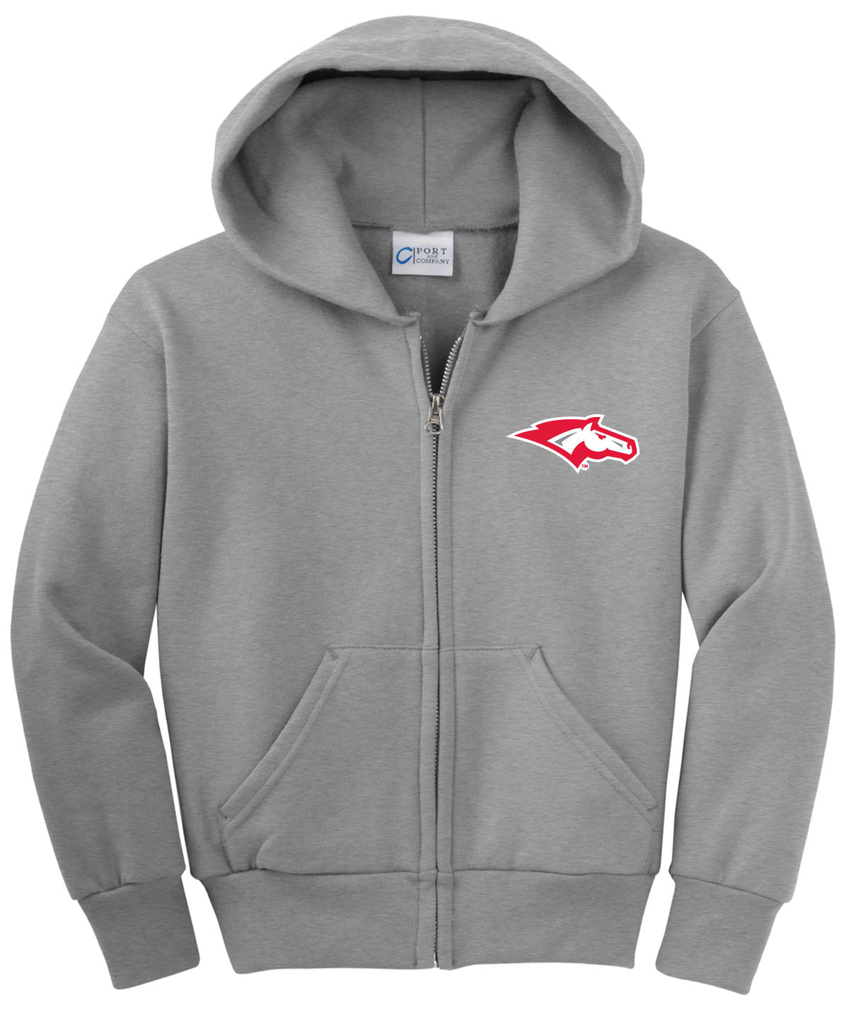 DCG Mustangs Youth Fleece Full-Zip Hooded Sweatshirt