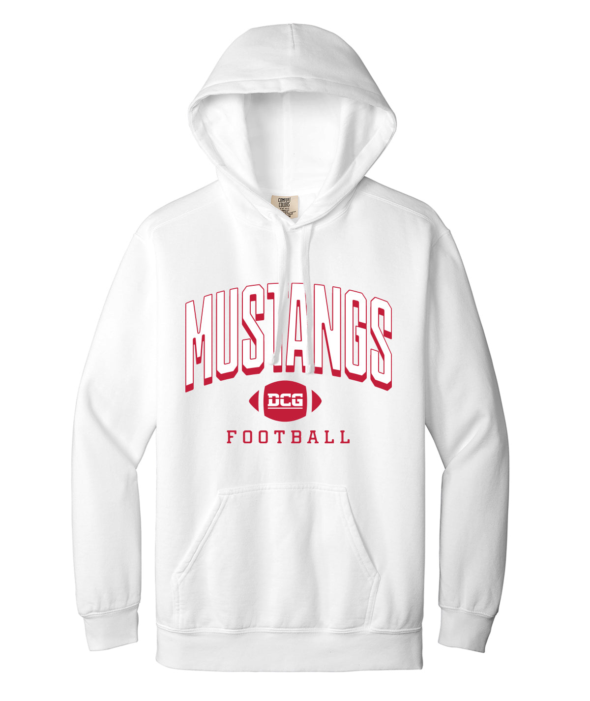 Mustangs Football Arch Comfort Colors Hooded Sweatshirt