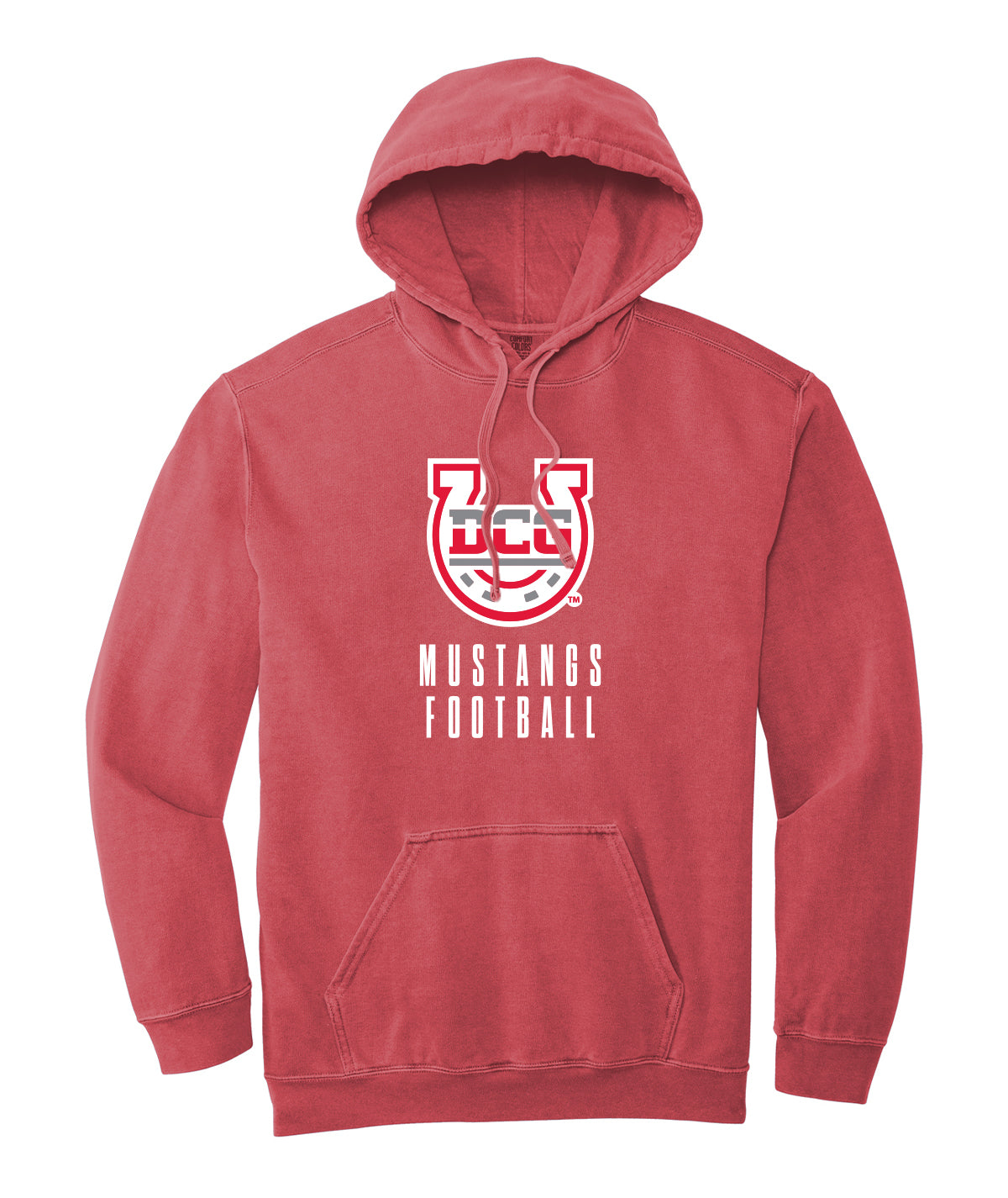 Mustangs Football Stack Comfort Colors Hooded Sweatshirt