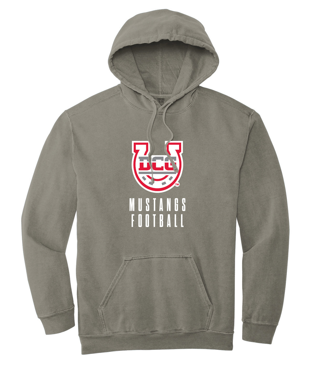 Mustangs Football Stack Comfort Colors Hooded Sweatshirt