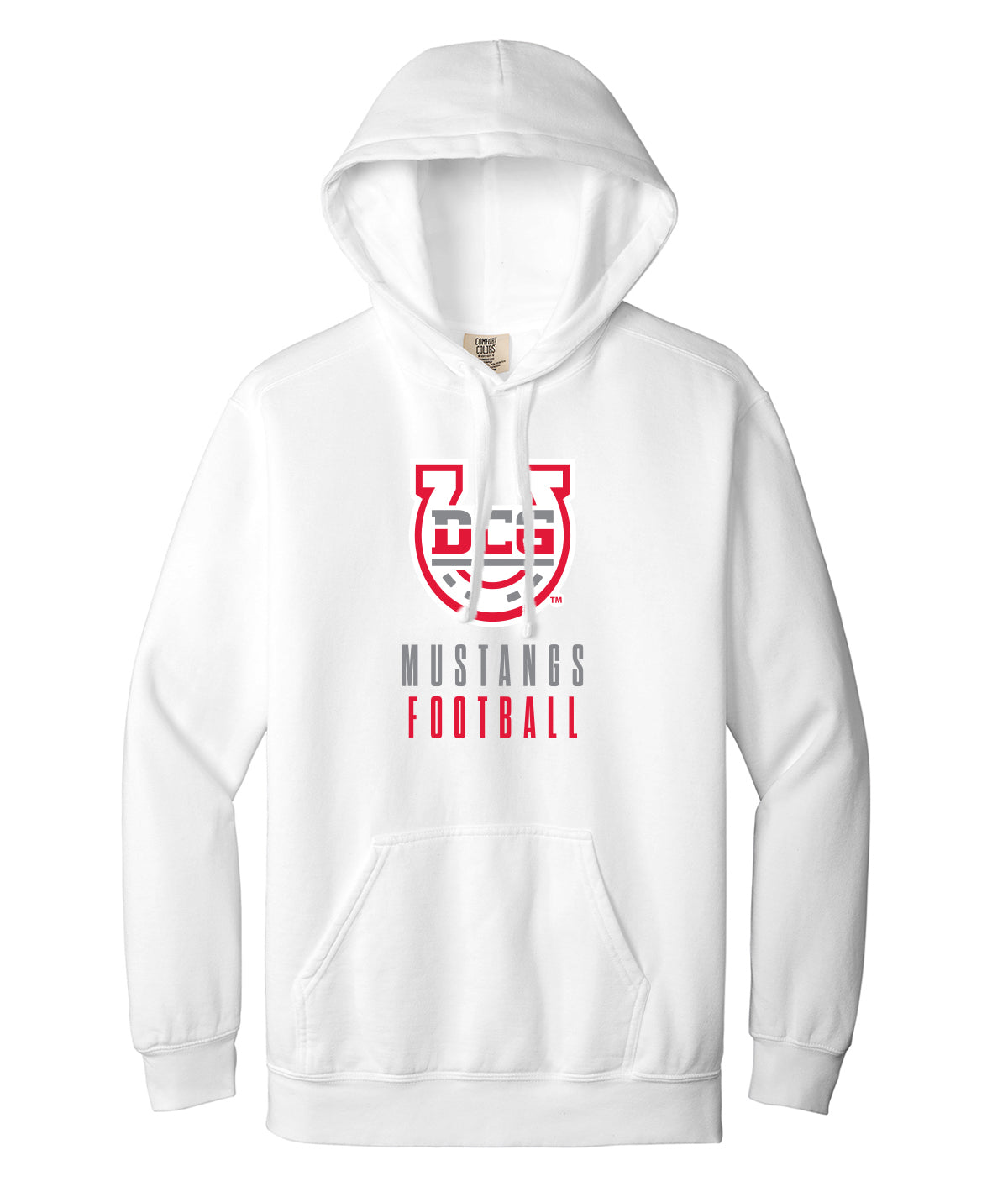 Mustangs Football Stack Comfort Colors Hooded Sweatshirt